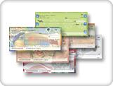 Colorful selection of blank checks